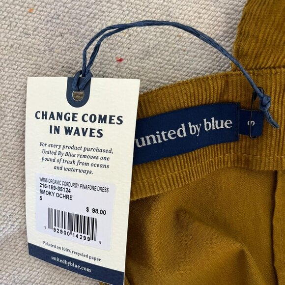 United By Blue Woman's Smoky Ochre Organic Corduroy Pinafore Dress sz sm - Picture 7 of 9